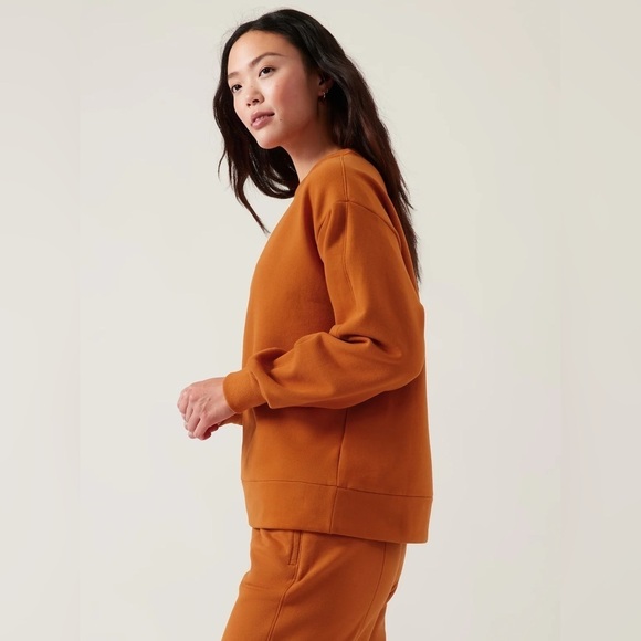 Athleta Retroplush Crewneck Sweatshirt, Orange, Size S - Picture 2 of 9